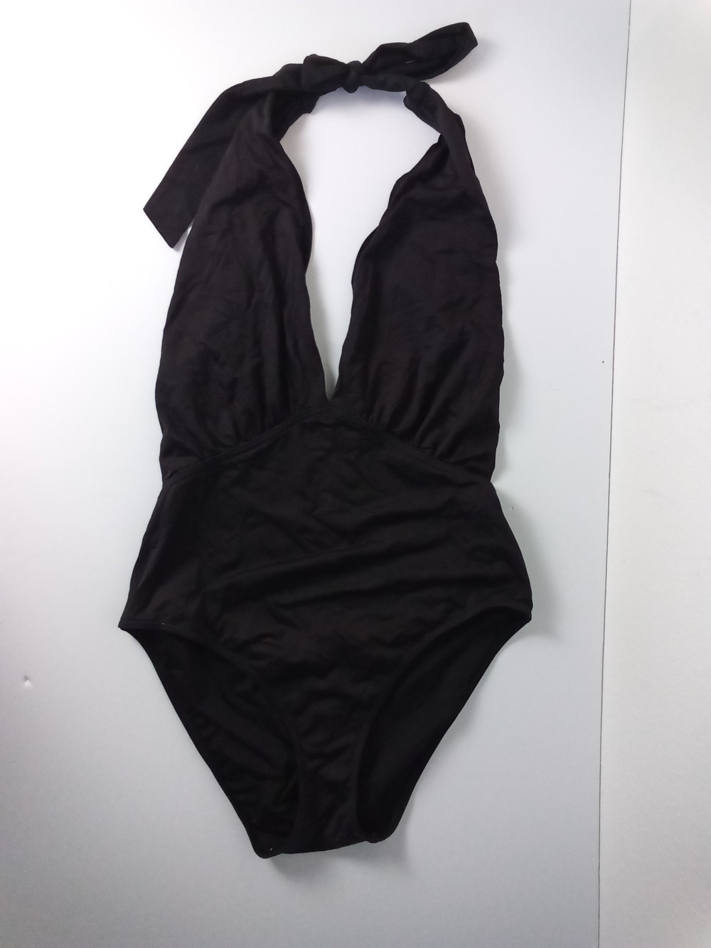 Victoria's Secret Black Halter Plunge V Neckline One-Piece Swimsuit Size M